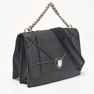 Dior Black Leather Diorama Chain Link Top Handle Bag..