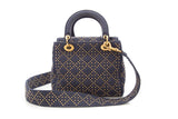 Dior Denim & Gold Stud Lady Dior Handbag