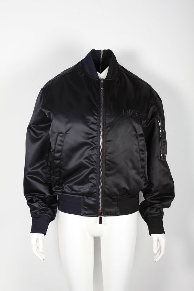 Dior And Judy Blame Embroidered Bomber Jacket in Black Cupro