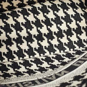 Dior Black/white Embroidered Macro Houndstooth Canvas Medium Book Tote