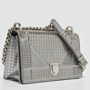 Dior Silver Patent Leather Small Diorama Shoulder Bag