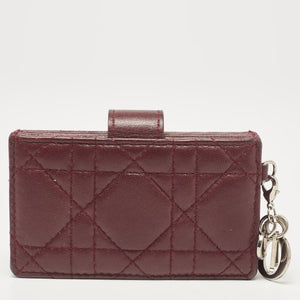 Dior Burgundy Cannage Leather Lady Dior 5 Gusset Card Case