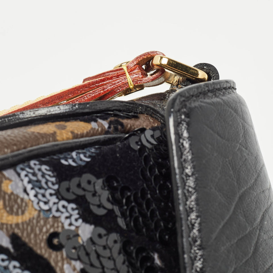 Louis Vuitton Black/monogram Canvas And Leather Limited Edition Fleur De Jais Manege Clutch