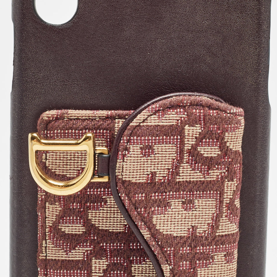 Dior Burgundy Oblique Canvas And Leather Iphone Xs Max Case