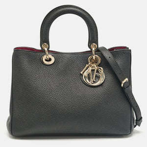 Black Leather Medium Diorissimo Shopper Tote