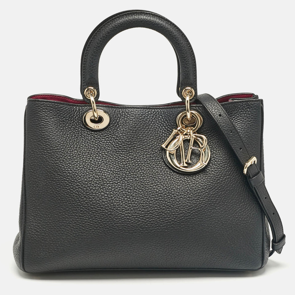 Black Leather Medium Diorissimo Shopper Tote