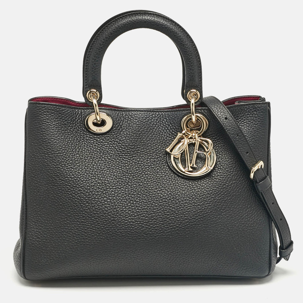 Black Leather Medium Diorissimo Shopper Tote