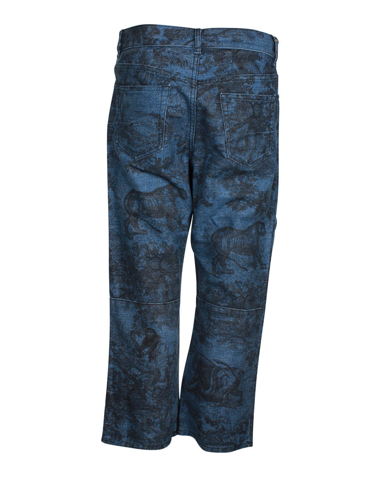 Dior Toile Print Wide-Leg Jeans in Blue Cotton