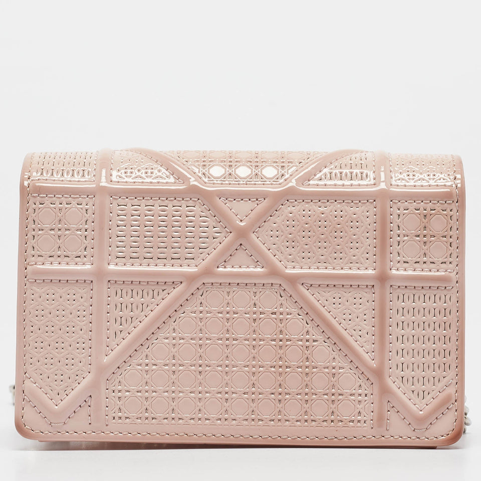 Dior Pink Micro Cannage Patent Leather Baby Diorama Chain Bag..