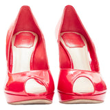 Christian Dior neon patent leather peep toe platform pumps