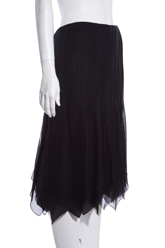 Chanel Cruise '06 Black Panel Ruffle Hem Skirt SZ 42