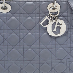 Dior Grey Cannage Leather Large Lady Dior Tote