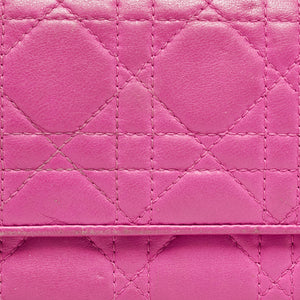 Dior Pink Cannage Leather Lady Dior Wallet On Chain..