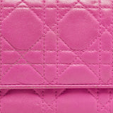 Dior Pink Cannage Leather Lady Dior Wallet On Chain..