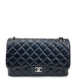 CHANEL Classic Jumbo Double Flap Lambskin Bag w/Silver