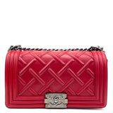 CHANEL Quilted Embossed Medium Boy Bag - Red - OUTLET ITEM FINAL SALE