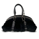 Christian Dior Black Diorissimo Fur and Leather Frame satchel