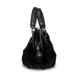 Christian Dior Black Diorissimo Fur and Leather Frame satchel
