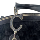 Christian Dior Black Diorissimo Fur and Leather Frame satchel