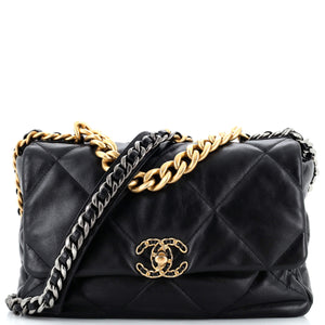 CHANEL 19 Flap Bag Quilted Leather Large