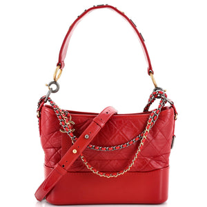 CHANEL Gabrielle Hobo with Logo Handle Quilted Aged Calfskin Medium