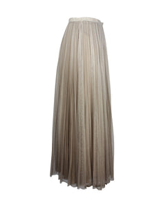 Dior Pleated Gradient Maxi Skirt in Beige Silk & Tulle
