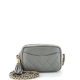 CHANEL Coco Tassel Camera Case Quilted Caviar Mini