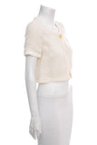 Chanel Cream Woven Short Sleeve Blouse SZ 36 NWT