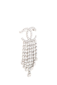 Chanel Silver Crystal Logo Brooch NWT