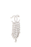 Chanel Silver Crystal Logo Brooch NWT