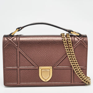 Bronze Leather Diorama Top Handle Bag