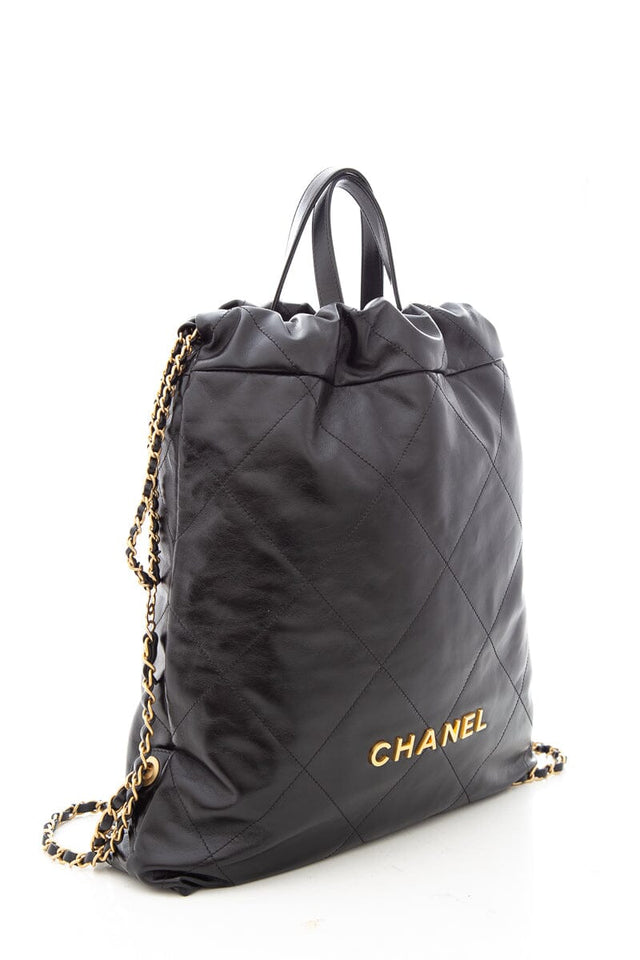 Chanel 22 2023 Black Calfskin Leather Backpack