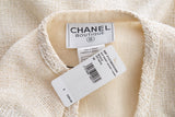 Chanel Cream Woven Short Sleeve Blouse SZ 36 NWT