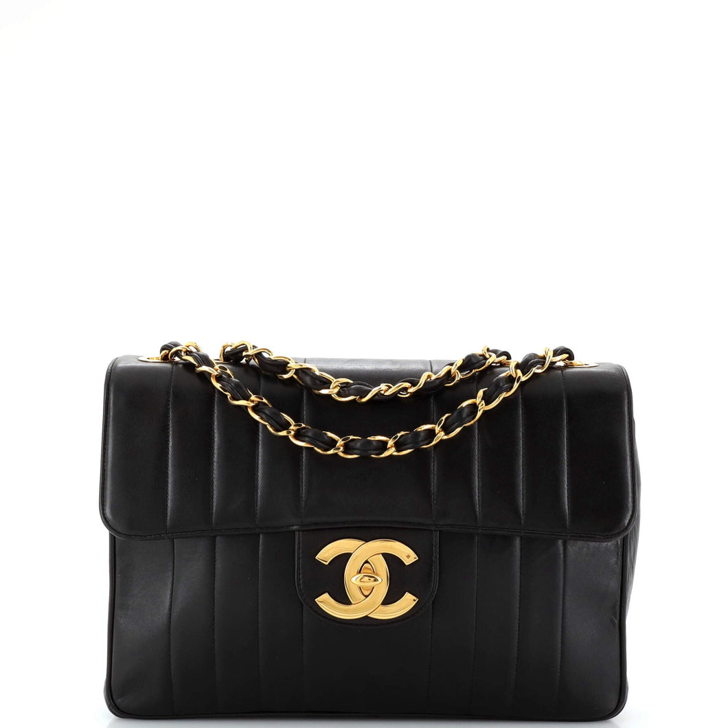 CHANEL Vintage Classic Single Flap Bag Vertical Quilt Lambskin Jumbo