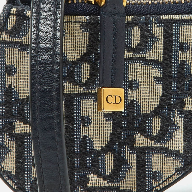 Dior Navy Blue Oblique Fabric Saddle Coin Purse