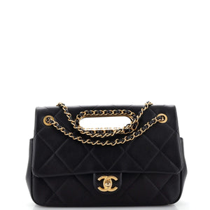 CHANEL A Real Catch Flap Bag Quilted Lambskin Medium