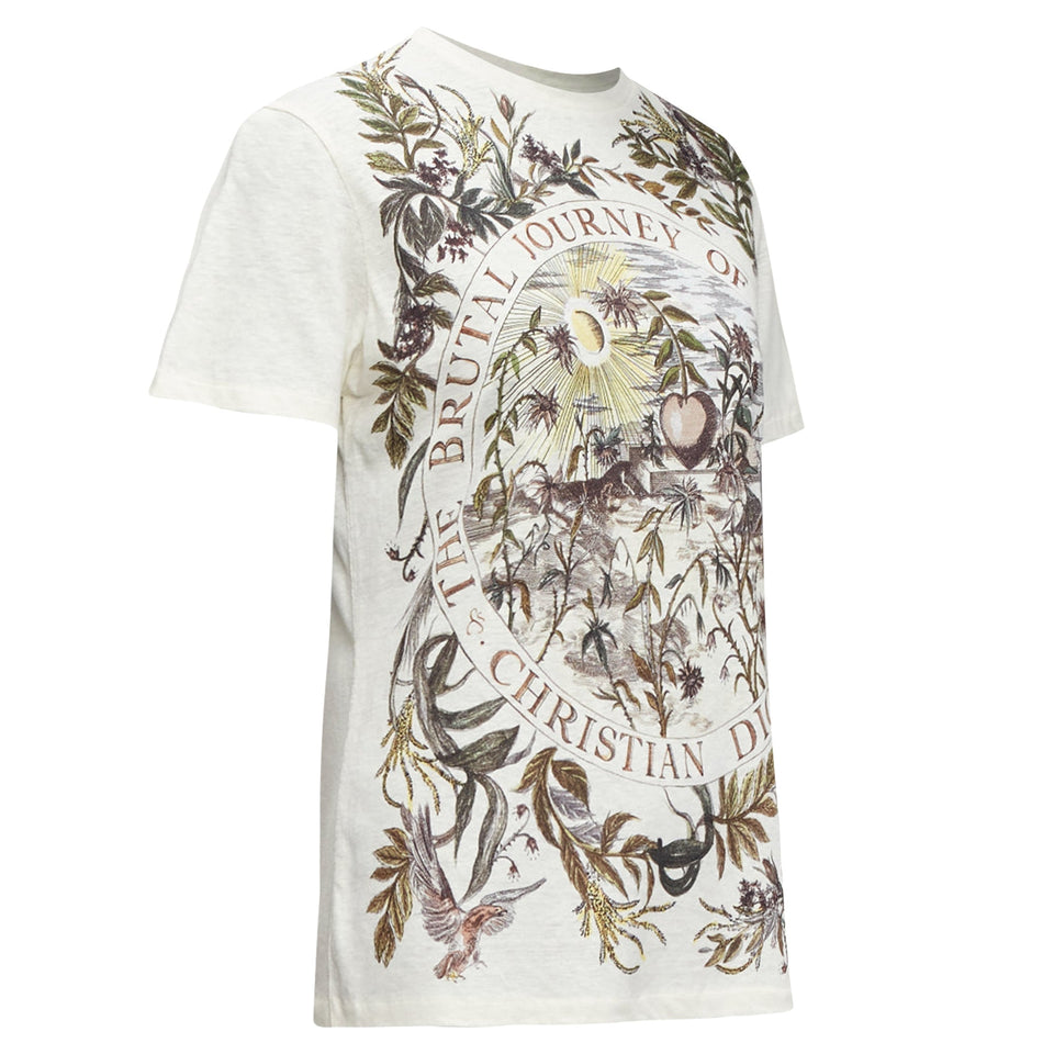 Christian Dior Cotton Linen Brutal Journey Of The Heart Crew Tshirt