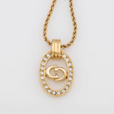 Dior Vintage Crystal CD Oval Necklace