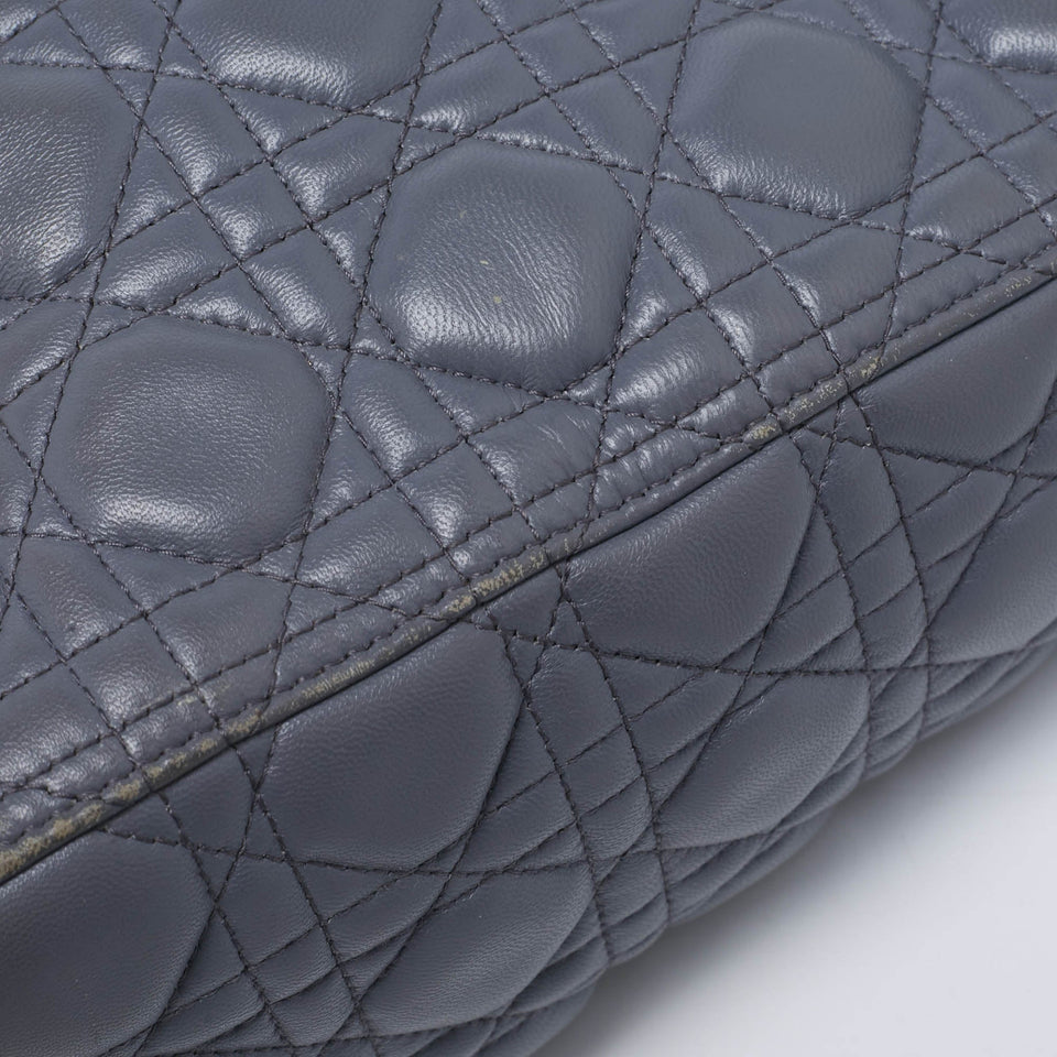 Dior Grey Cannage Leather Large Lady Dior Tote