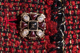 Chanel Red/Black Metallic Fantasy Tweed Blazer SZ 48
