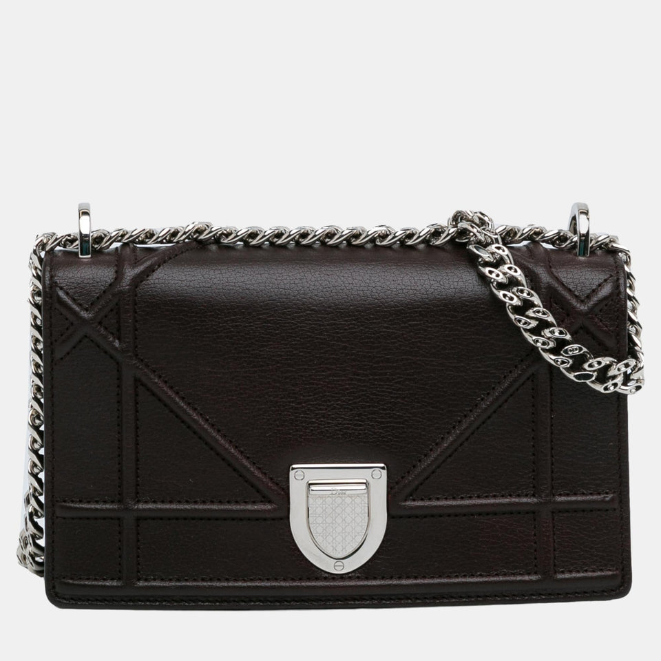 Brown Toe Mini Diorama Chain Shoulder Bag