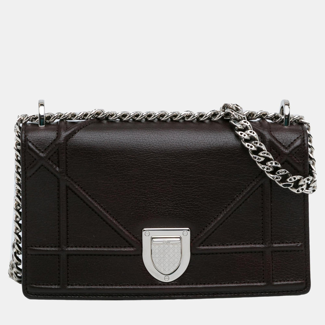 Brown Toe Mini Diorama Chain Shoulder Bag