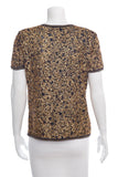 Chanel Navy & Gold Flake Sparkle Blouse SZ 40