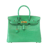 Hermes Birkin 35 Bag Matte Alligator Cactus Gold Hardware