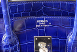 Hermes Birkin 35 Bag Vivid Electric Blue Porosus Crocodile Palladium