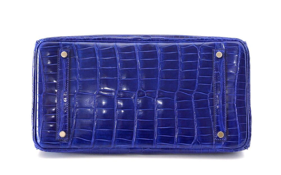 Hermes Birkin 35 Bag Vivid Electric Blue Porosus Crocodile Palladium