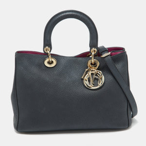 Black Leather Medium Diorissimo Shopper Tote