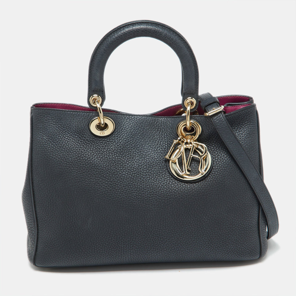 Black Leather Medium Diorissimo Shopper Tote