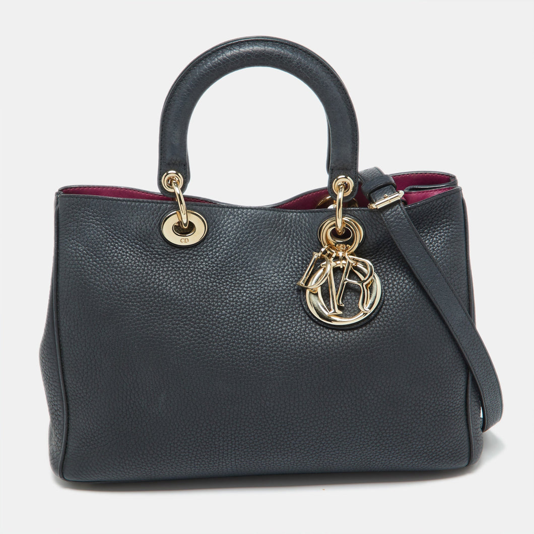 Black Leather Medium Diorissimo Shopper Tote