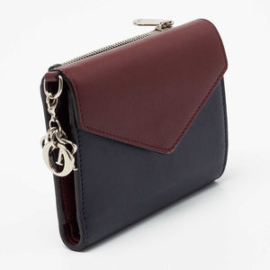 Dior Burgundy/dark Blue Leather Diorissimo Envelope Wallet